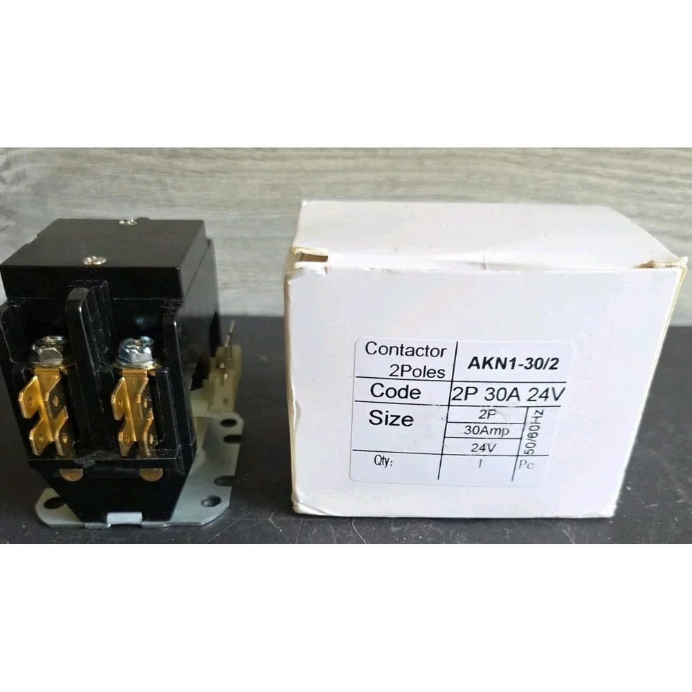 AC Contactor 2 Pole 24V AC 30A Heavy Duty Air Conditioner Con Size: 2P 30A 24Ve6